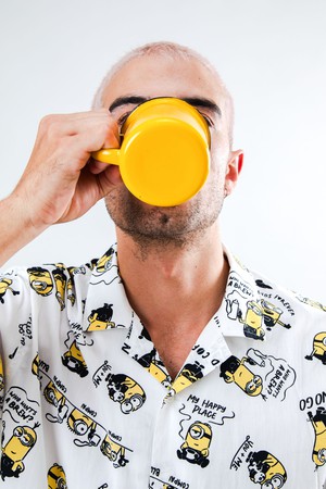Minions Coffee Aloha Shirt Ecru from Brava Fabrics