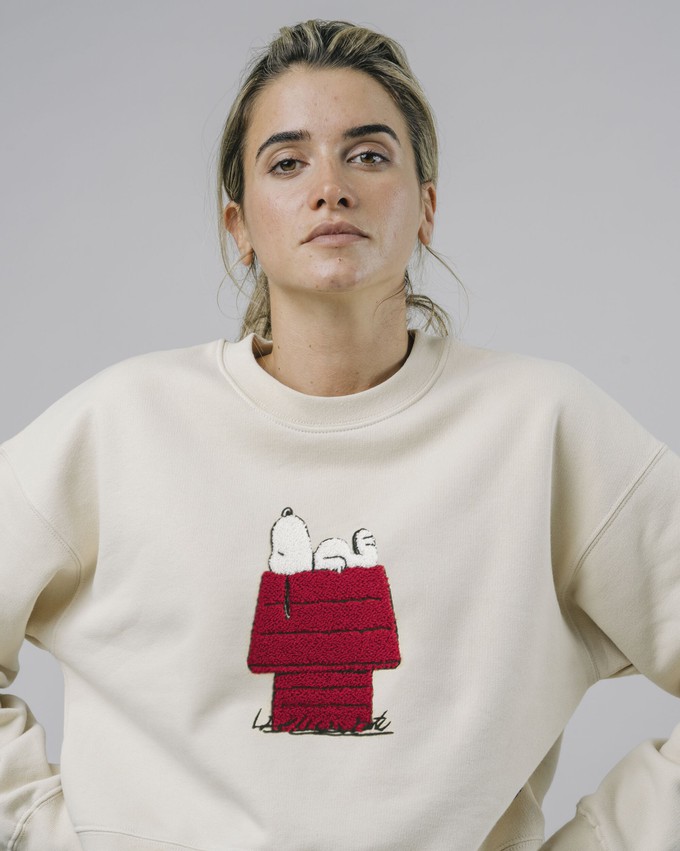 Peanuts Snoopy Rounded Cotton Sweatshirt Ecru from Brava Fabrics