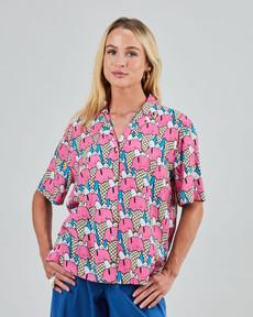Peanuts Gelato Aloha Blouse Blue via Brava Fabrics
