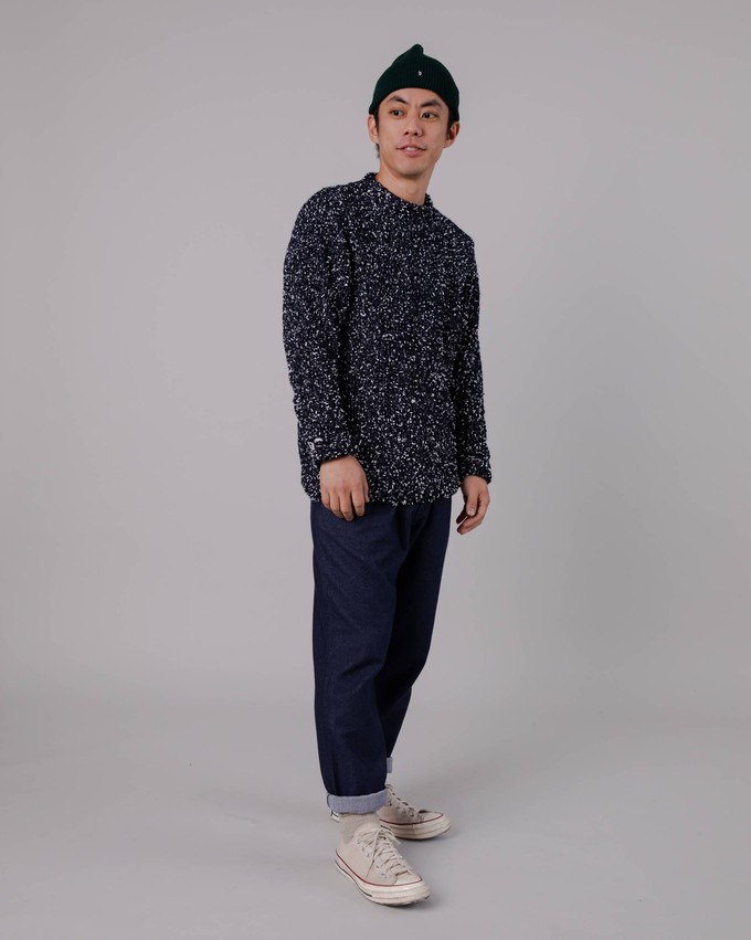 Two Tones Wool Sweater Navy from Brava Fabrics