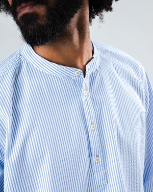 Seersucker Henley Shirt Blue from Brava Fabrics