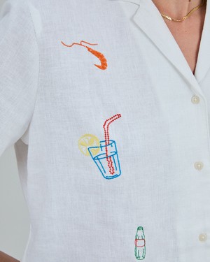 Chiringuito embroidery Aloha Blouse White from Brava Fabrics