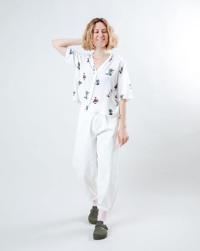 Helios Sun Cropped Blouse Ecru from Brava Fabrics