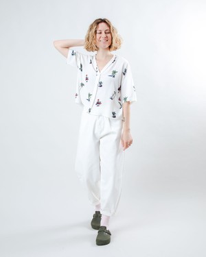 Helios Sun Cropped Blouse Ecru from Brava Fabrics