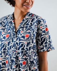 Ola de Calor Aloha Blouse Navy via Brava Fabrics