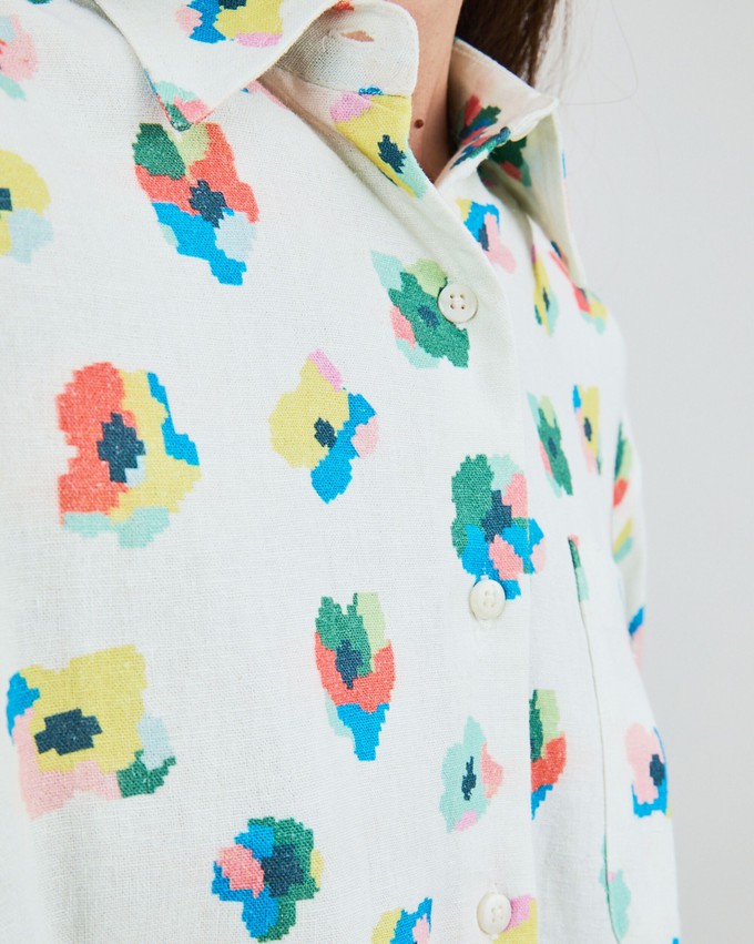 Mini Flower Boxy Blouse Ecru from Brava Fabrics