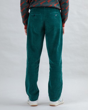 Corduroy Pleated Chino Pants Forest Green from Brava Fabrics