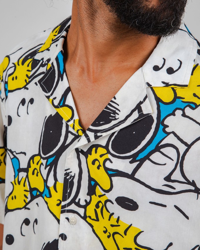 Peanuts Freehugs Aloha Shirt White from Brava Fabrics