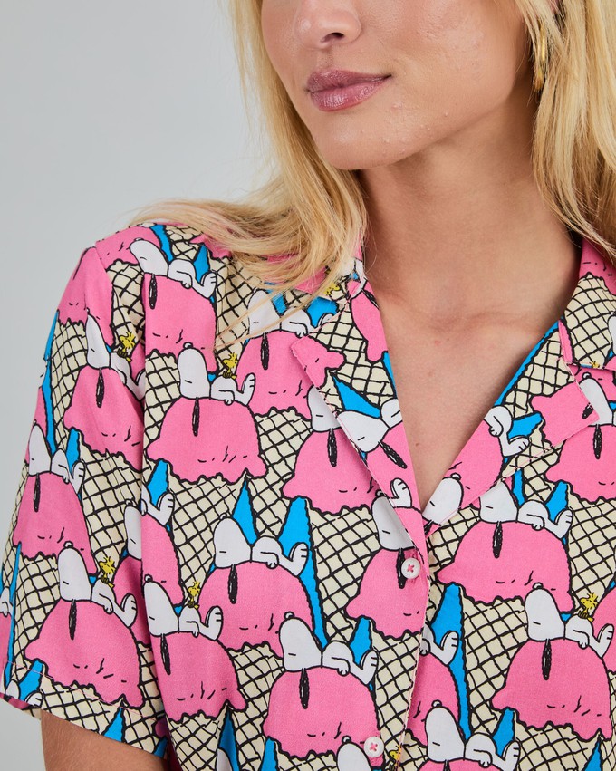 Peanuts Gelato Aloha Blouse Blue from Brava Fabrics