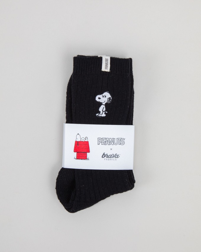 Peanuts Snoopy Ribbed Socks Black from Brava Fabrics