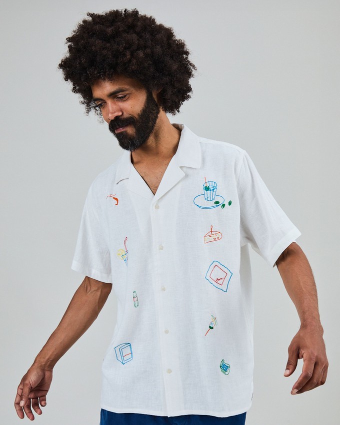 Chiringuito Embroidery Aloha Shirt White from Brava Fabrics