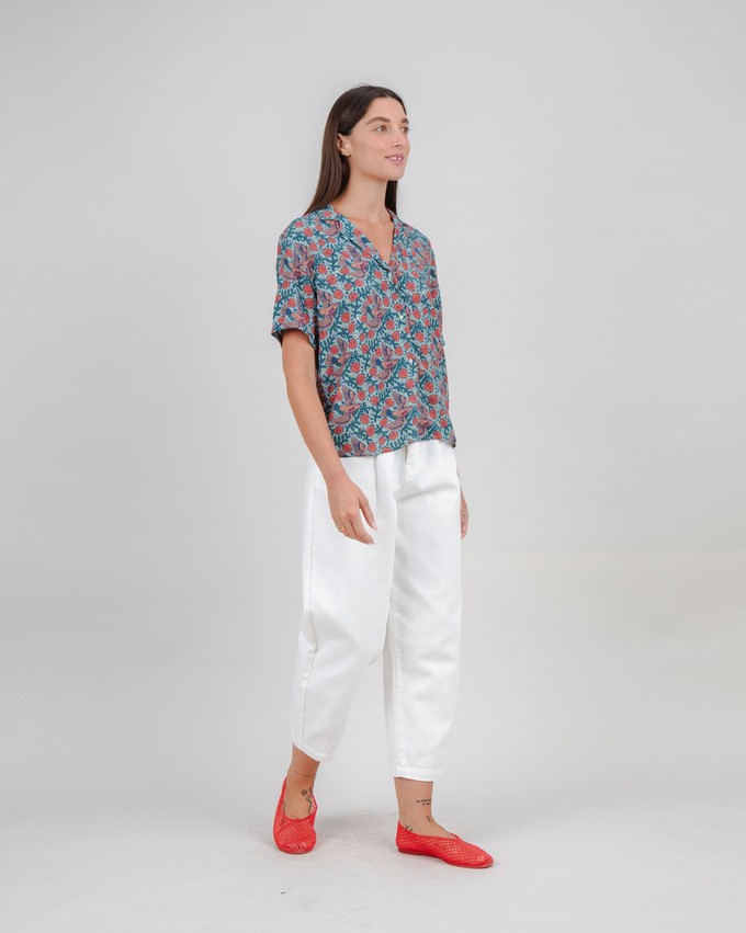 Asis Percales Passerine Aloha Blouse Mist from Brava Fabrics