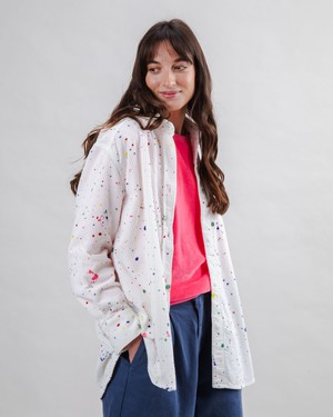 Splash Paint Corduroy Long Overshirt from Brava Fabrics