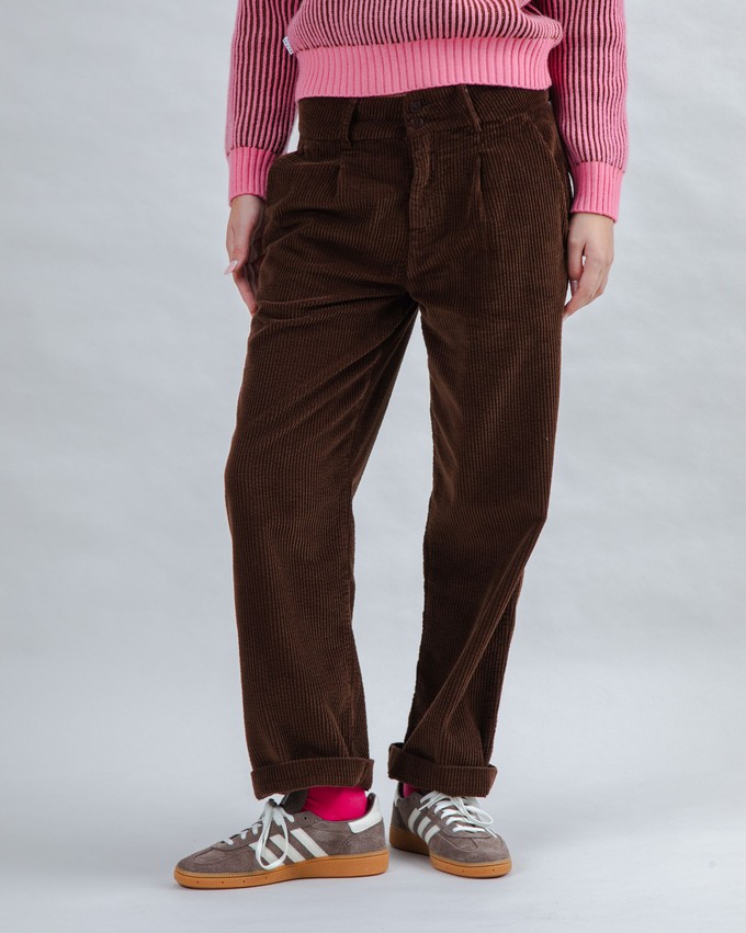 Corduroy Pleated Pants Chocolate from Brava Fabrics