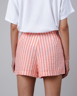 Stripes Belted Cotton Shorts Red from Brava Fabrics