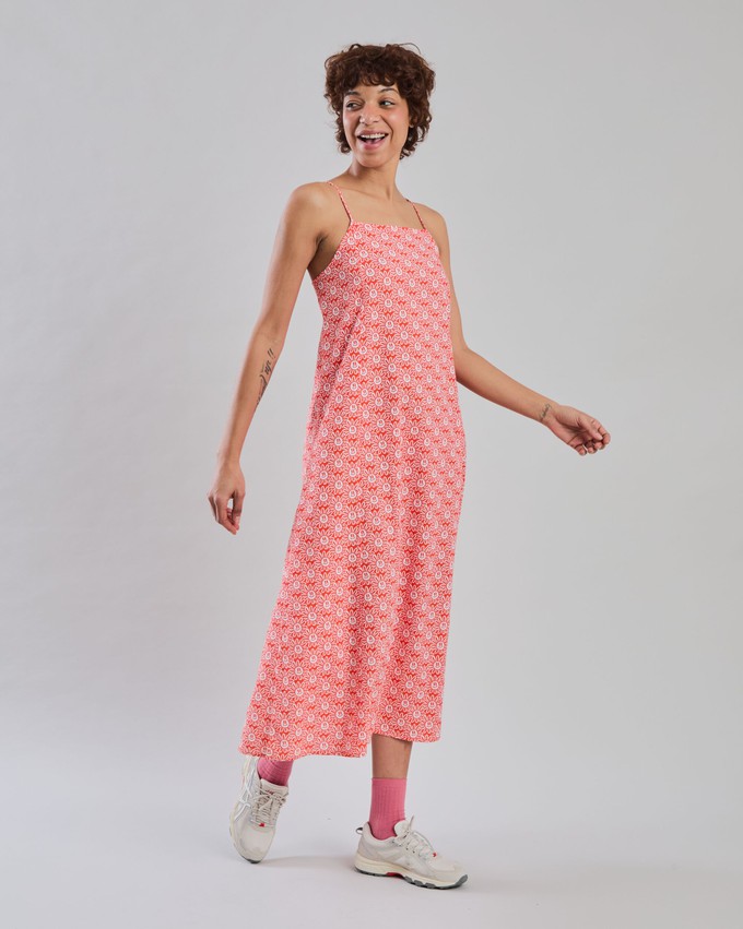 Asis Percales Daisy Strappy Straight Dress Red from Brava Fabrics