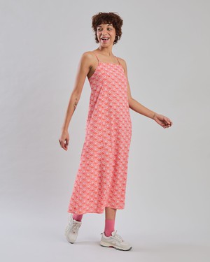 Asis Percales Daisy Strappy Straight Dress Red from Brava Fabrics