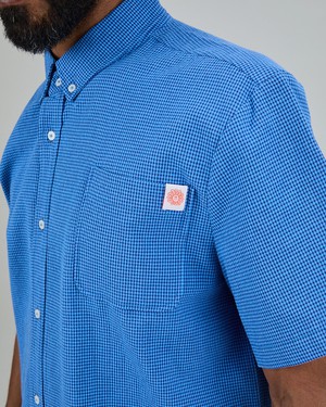 Asis Percales Daisy Checks Boxy Shirt Blue from Brava Fabrics