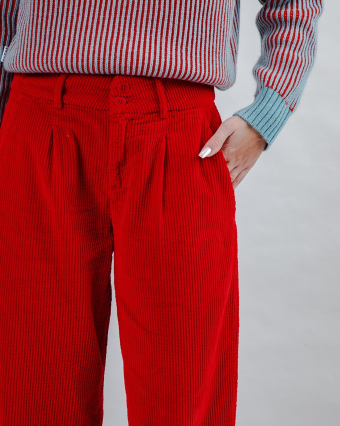 Corduroy Pleated Pants Red from Brava Fabrics