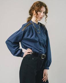 Ribbon Blouse Navy via Brava Fabrics