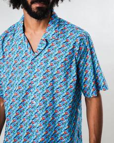 Water Gun Aloha Shirt Blue via Brava Fabrics