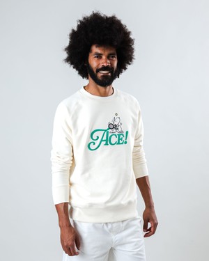 Peanuts Ace Snoopy Sweatshirt Ecru from Brava Fabrics
