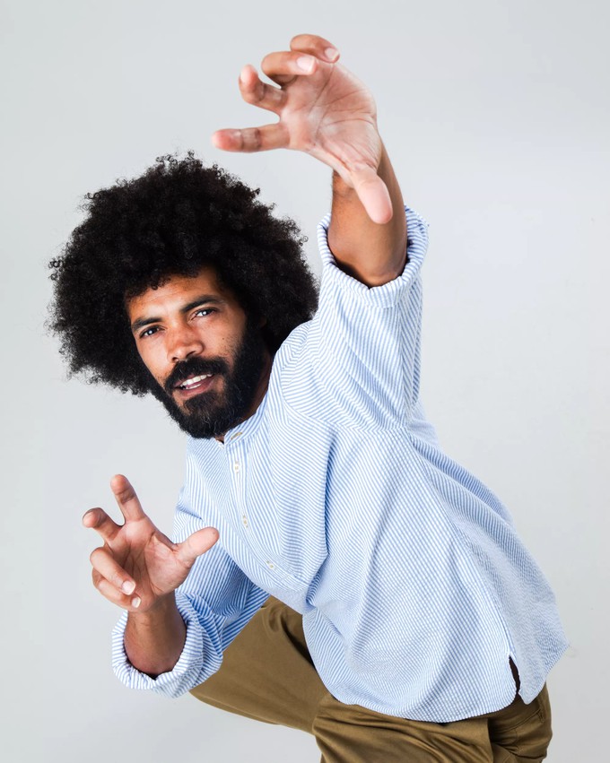 Seersucker Henley Shirt Blue from Brava Fabrics