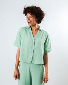 Bubble Cropped Blouse Light Green via Brava Fabrics