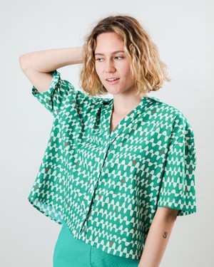 Sunset Cropped Blouse Green from Brava Fabrics