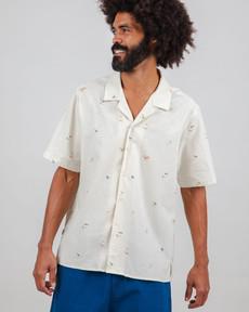 Beach please Aloha shirt Ecru via Brava Fabrics