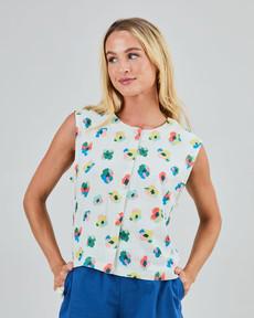 Mini Flower Button Up Blouse Ecru via Brava Fabrics