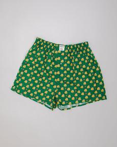Peanuts Snow Cotton Boxers Green via Brava Fabrics