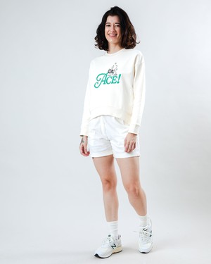 Peanuts Tennis Ace Snoopy Sweatshirt Rounded Hem Ecru from Brava Fabrics