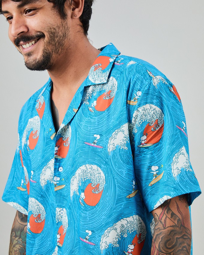 Peanuts Surf Aloha Shirt Blue from Brava Fabrics