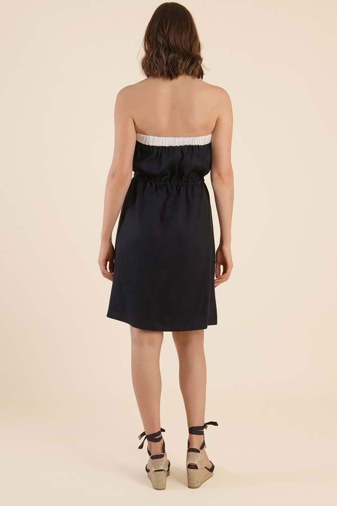 Strapless Summer Dress - Midnight Blue from Cat Turner London