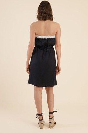 Strapless Summer Dress - Midnight Blue from Cat Turner London