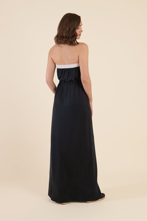 Strapless Summer Maxi Dress - Midnight Blue from Cat Turner London