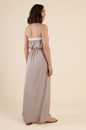 Beige Strapless Maxi Dress from Cat Turner London