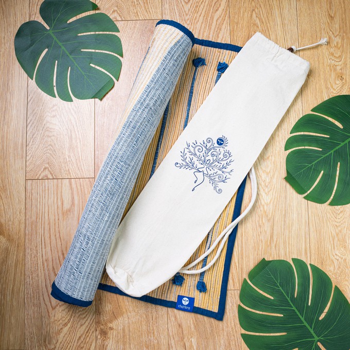 Dark Blue Ayurvedic Cotton Yoga Mat from chaYkra