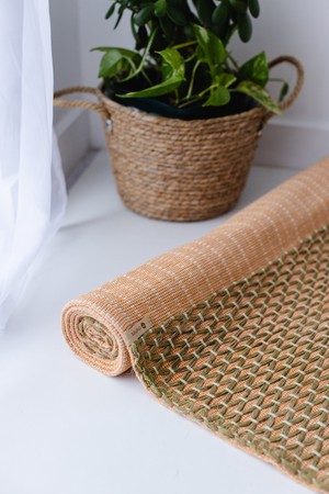 Anti-Slip Herbal Cotton Yoga Mat (Orange with Green) from chaYkra