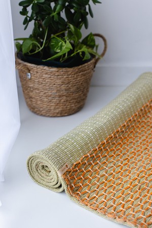 Anti-Slip Herbal Cotton Yoga Mat (Green with Orange) from chaYkra