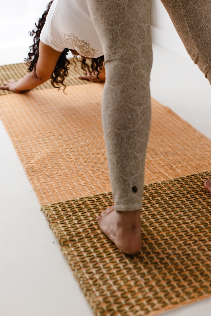 Anti-Slip Herbal Cotton Yoga Mat (Orange with Green) from chaYkra