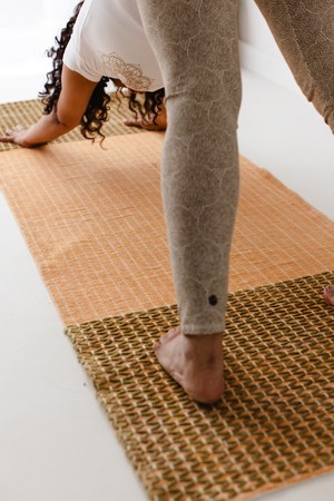 Anti-Slip Herbal Cotton Yoga Mat (Orange with Green) from chaYkra
