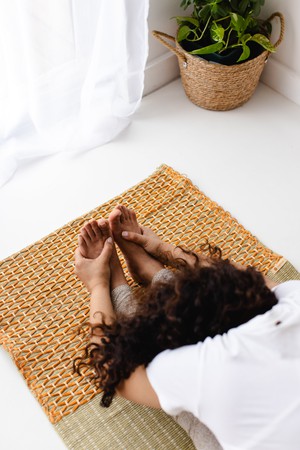 Anti-Slip Herbal Cotton Yoga Mat (Green with Orange) from chaYkra