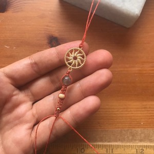Rust Orange Sun Salutation Macramé Meditation Bracelet with Labradorite from chaYkra