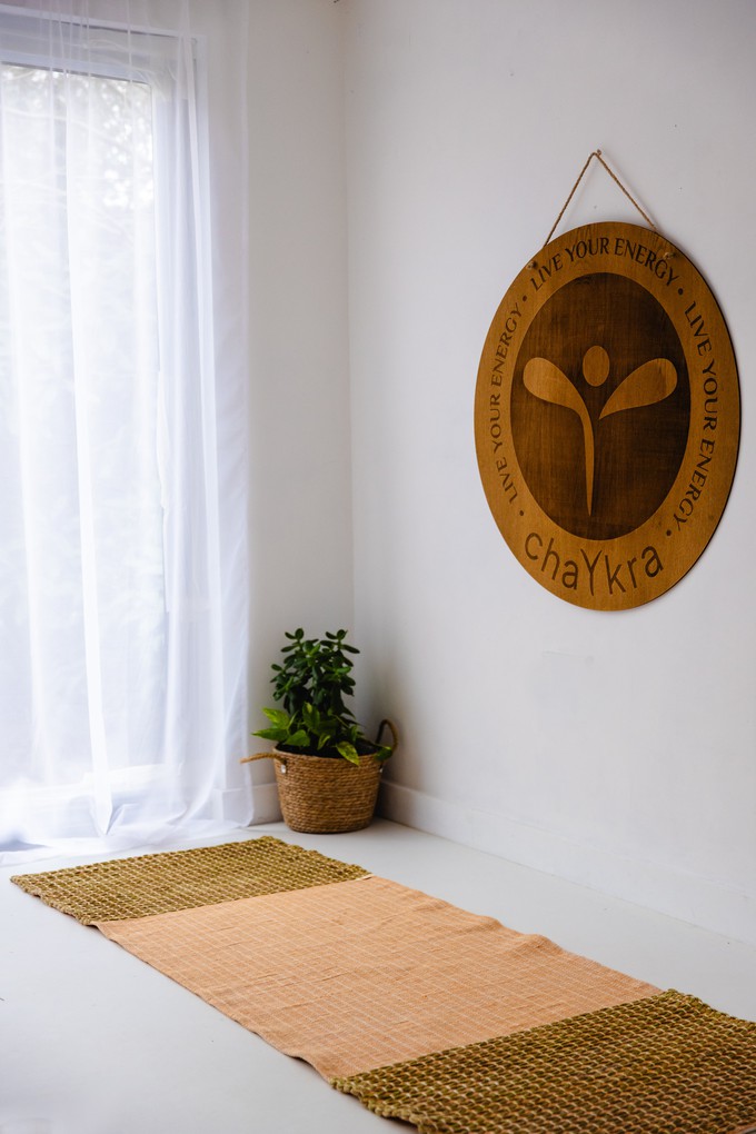 Anti-Slip Herbal Cotton Yoga Mat (Orange with Green) from chaYkra