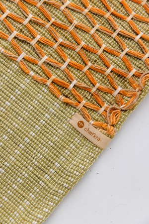 Anti-Slip Herbal Cotton Yoga Mat (Green with Orange) from chaYkra