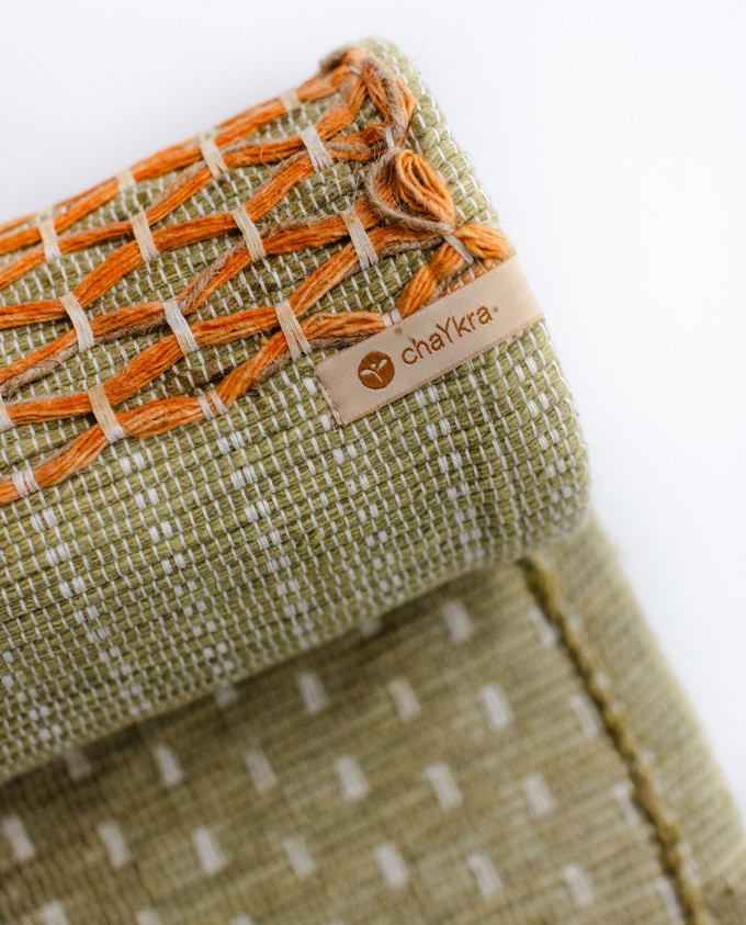 Anti-Slip Herbal Cotton Yoga Mat (Green with Orange) from chaYkra