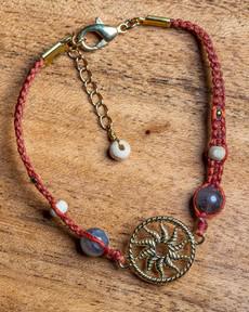 Rust Orange Sun Salutation Macramé Meditation Bracelet with Labradorite via chaYkra