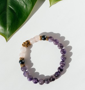 Amethyst Rose Quartz Hematite Bracelet with Elephant Charm from chaYkra